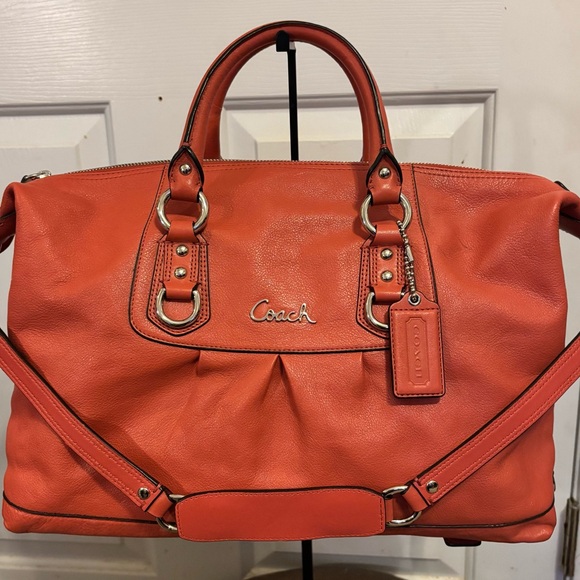 COACH Ashley Coral Leather Satchel - Picture 1 of 7